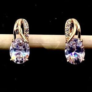 AXJ2 Striking 18k Gold Plated & Clear Zircon Gem Earrings